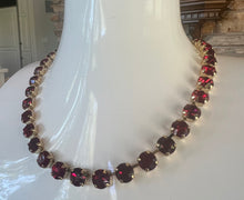 Load image into Gallery viewer, Tova Oakland, necklace and antique gold with red crystals
