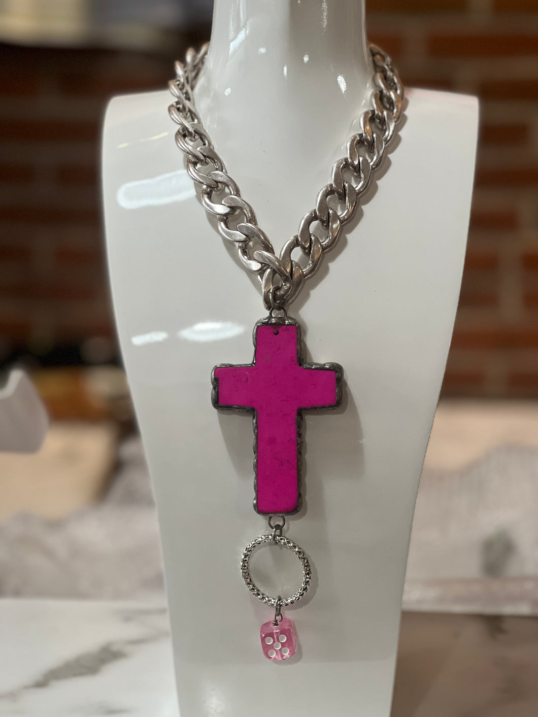 Art by Amy Large Pink across Necklace