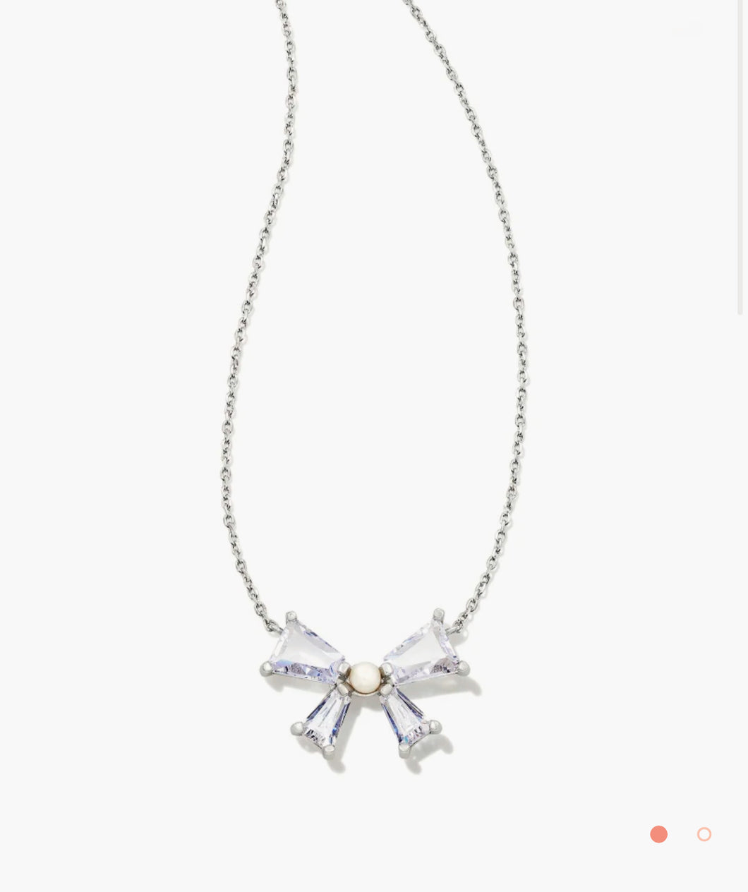 Kendra Scott Blair Silver Bow Short Pendant Necklace in White Crystal