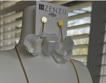 Load image into Gallery viewer, ZENZII Iridescent white drop pedal earrings
