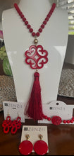 Load image into Gallery viewer, ZENZII Red double Matt beaded bracelet with textured medallion
