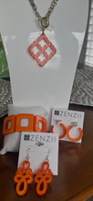 Load image into Gallery viewer, ZENZII Orange, small risen open hoop earrings
