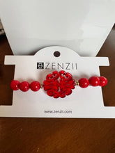 Load image into Gallery viewer, ZENZII Red swirl charm beaded bracelet
