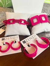 Load image into Gallery viewer, ZENZII Hot pink hoop earrings
