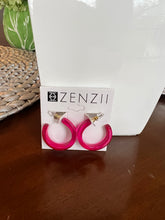 Load image into Gallery viewer, ZENZII Hot pink hoop earrings
