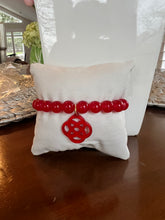 Load image into Gallery viewer, ZENZII Red double Matt beaded bracelet with textured medallion
