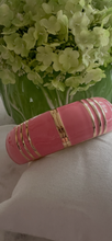 Load image into Gallery viewer, Pink Enamel Bracelet with Gold Accents
