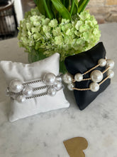 Load image into Gallery viewer, Blue risen ball metal bar beaded stretch, stackable bracelet

