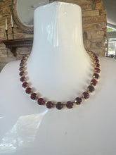 Load image into Gallery viewer, Tova Oakland, necklace and antique gold with red crystals
