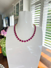 Load image into Gallery viewer, Tova Oakland Necklace in antique gold fuchsia matt crystal
