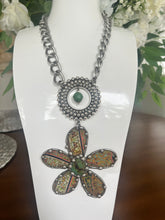 Load image into Gallery viewer, Art by Amy Vintage Real Turquoise Center Flower Necklace
