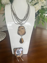 Load image into Gallery viewer, Art by Amy Multi Strand Wood Shell and Stone Inlay Necklace
