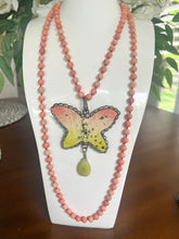Load image into Gallery viewer, Art by Amy Peach Natural Stone Pottery Butterfly Necklace
