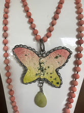 Load image into Gallery viewer, Art by Amy Peach Natural Stone Pottery Butterfly Necklace
