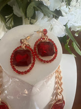 Load image into Gallery viewer, Costume Red Crystal Necklace and Earrings

