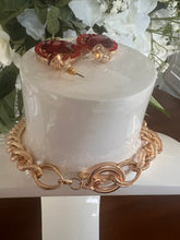 Load image into Gallery viewer, Costume Red Crystal Necklace and Earrings

