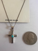 Load image into Gallery viewer, Sterling Silver Turquoise Cross Necklace – Southwestern Artisan Jewelry
