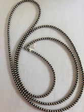 Load image into Gallery viewer, 60” Silver 5mm Navajo Pearl Necklace – Extra Long Southwestern Necklace
