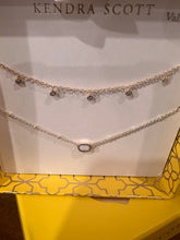 Load image into Gallery viewer, Kendra Scott mini  Elise and Amelia necklace in gold with pink opal light crystals
