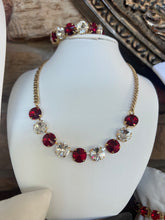 Load image into Gallery viewer, Tova The Mini Sofia Necklace Scarlet and Clear Alternating
