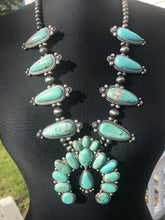 Load image into Gallery viewer, Full Squash Blossom Natural Turquoise Necklace
