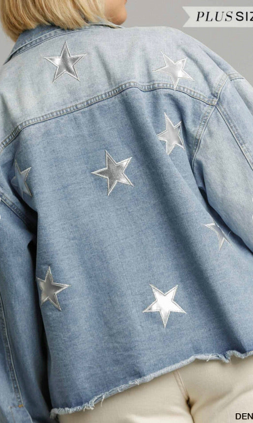 Curvy Star Patch Denim Jacket