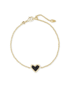 Kendra Scott Ari Heart Gold Black Drusy Bracelet