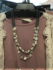 White turquoise necklace with Navajo beads